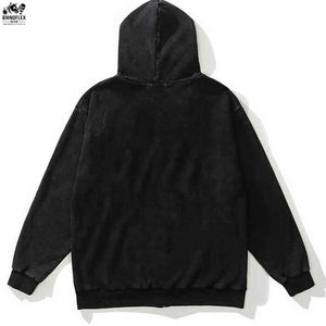 Sudadera con Capucha y Cremallera con Lavado Ácido Personalizada, Algodón Grueso, Mezcla de Algodón Básico, Sudadera con Capucha Extra Grande con Lavado Ácido para Hombre - Product Image 2