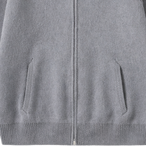 Knitted Zip Up Sweater Grey High Neck Full Zip <b>Cardigan</b> Soft Warm <b>Knit</b> Long Sleeve Casual Streetwear Top - Product Image 6