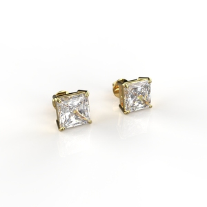 Avarta Jewellery Oro de 18K 1 quilate Cada uno Moissanite Princess Cut Stud Pendientes - Product Image 4