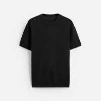 Camiseta de punto fluida de manga corta con cuello redondo para hombre, mezcla de viscosa/poliamida, transpirable, con acabado lavado, estilo casual