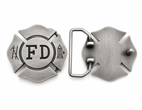Hebilla de Cinturón de Bombero Personalizada con Cruz de Malta, Estilo Moderno y Tradicional, Chapada en Latón Antiguo y Zinc