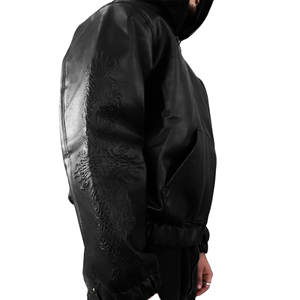 Veste en cuir pour hommes, vêtements décontractés de couleur unie, veste en cuir confortable pour hommes à la mode - Product Image 5