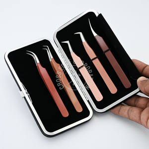 Pince à épiler courbée de haute qualité pour extensions de cils, avec pointe en fibre, pour volume et maintien, en acier inoxydable, outil de précision pour cils - Product Image 1