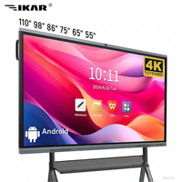 Pizarra Interactiva Inteligente IKAR JX-E5A de 65 Pulgadas 4K UHD con Sistema Operativo Dual Android 13, Pantalla Táctil de 40 Puntos, Pizarra Digital para Aulas y Reuniones