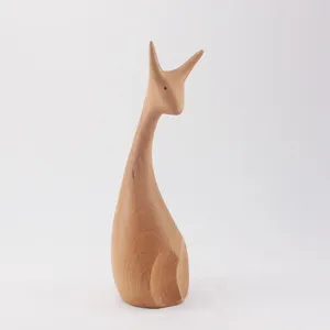 Diseño elegante Reno Mango Madera Reno Navidad Decoración Animal escultura Mesa Festival Decoración con soporte - Product Image 2