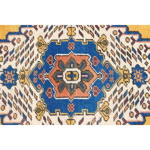 Tapis d'appoint vintage 3,8x5,7 pieds, tapis en laine patchwork bleu turc - Product Image 5