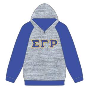 Sigma Gamma Rho Grey Body Blue Raglan Sleeves Pullover Sudadera con capucha Algodón SGRho Greek Sorority Custom Divine Nine HBCU Ropa - Product Image 2