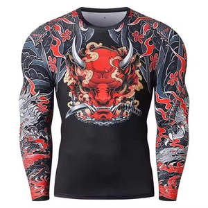 Protège-éruption unisexe en spandex respirant de haute qualité, sublimé avec logo personnalisé et manches courtes longues pour l'entraînement BJJ MMA - Product Image 1