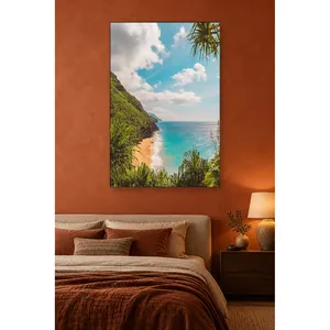 Impression sur toile Fida Turquoise Bay avec des plantes tropicales - Product Image 5