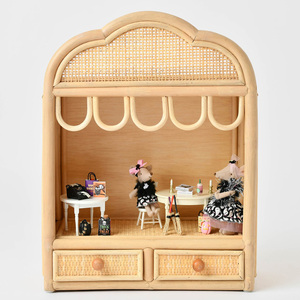 Teatro de marionetas de ratán, muñeco de mimbre hecho a mano, escenario de ratán Natural, Mini casa de juegos para niños, juego de simulación y muebles de guardería bohemios - Product Image 1