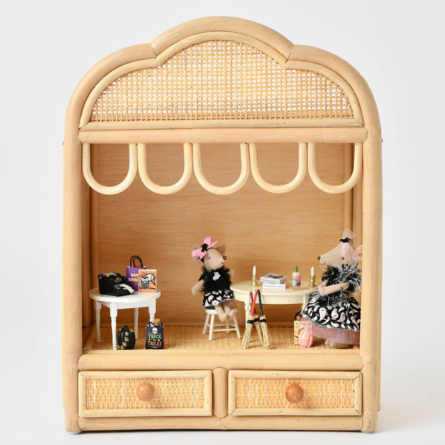 Rattan Puppet Theater Handmade Wicker Doll Stage Natural Rattan Mini Playhouse For Kids Pretend Play And Boho Nursery Furniture