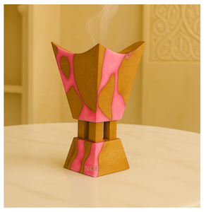 Quemador de Incienso de Madera de Acacia Premium con Resina Epoxi para Ramadán 2026, Difusor de Aromaterapia Artesanal con Incrustaciones de Resina de Lujo, Mubkhar - Product Image 1