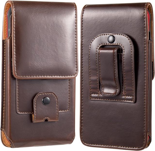 Durable Leather Waterproof Shockproof Phone Case with Belt Holder and Wireless Charging for All Mobile Phones
