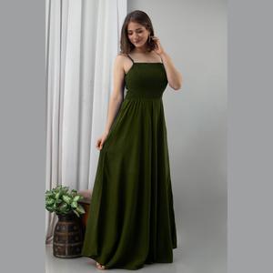 Vestido de Gala Verde Oscuro con Cintura Imperio, Cómodo, Talla XS, Tela de Chifón, Corte en A, para Fiestas Nocturnas, Largo hasta el Suelo - Product Image 3