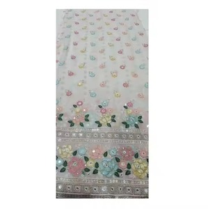 ผ้าจอร์เจียแบบปักที่สง่างามคุณภาพสูงเหมาะสำหรับส่าหรีผ้าอนาร์คาลิสมีสไตล์และชุดรื่นเริงมีจำหน่ายในราคาที่ดีที่สุด - Product Image 1