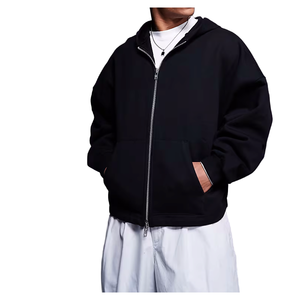 Custom Premium Heavyweight Oversized <b>Zip</b> <b>up</b> <b>Hoodie</b> 400gsm with Fixed Hem in <b>Black</b> Men's Oversize <b>Hoodie</b> - Product Image 1