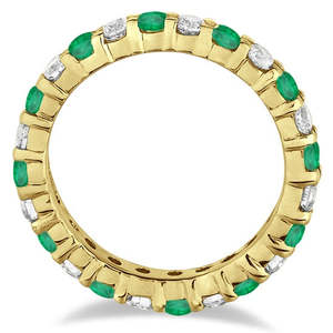 Anillo de Eternidad de Oro Amarillo de 14K con Esmeralda y Diamantes, 1.07ct, Oro Real, Chapado en Oro Puro, Estilo Ovalado, para Promesas - Product Image 3