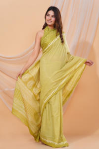 Mulmul de coton traditionnel indien dessiné à la main Ajrakh léger à séchage rapide Saree Blouse nouveau Bollywood Designer mariages d'été - Product Image 6