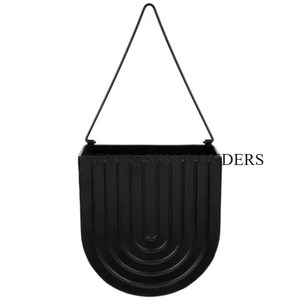 Jardinières suspendues jardin ferme Pots de fleurs et tenture murale décorative couleur noire jardinières en métal enduit de poudre artisanat - Product Image 1