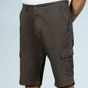 กางเกงขาสั้นทรงคาร์โก้ของผู้ชายผ้าฝ้าย100% สีเทาเข้มปักด้วย3D แบบเชือกผูกทึบ - Product Image 1