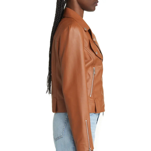 Veste d'hiver en cuir véritable pour femmes, personnalisable, tricotée, respirante, écologique, légère, best-seller, élégante, vente en gros - Product Image 3