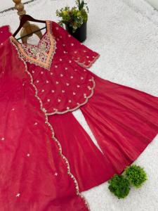 Conjunto de traje Sharara de seda Premium Diseñador Readymade Salwar Kameez con Dupatta Traje DE BODA indio tradicional al mejor precio - Product Image 4