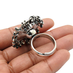 Solid 925 <b>Sterling</b> Oxidized <b>Silver</b> Vintage Look Artisan <b>Ring</b> for Woman Girls Handmade Fine Jewelry Wholesale Price Bulk Supplier - Product Image 5