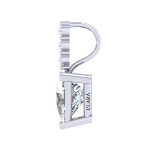 Collar con Colgante Solitario Trillón de Plata de Ley 925 Clara con Cadena para Compromiso - Product Image 3