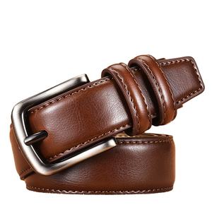 Wholesale Fashion <b>Mens</b> Casual Adjustable Alloy <b>Buckle</b> Leather <b>Belts</b> 100% Genuine Leather <b>Belt</b> With Custom Logo - Product Image 1