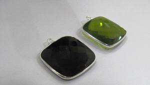 Connecteurs Briolette en Quartz Hydro avec Serties de Pierres Précieuses, Formes Coussin et Carrée, 22-24mm, Breloques à Boucle Unique, Haute Qualité pour la Fabrication de Bijoux - Product Image 5