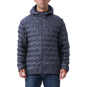 Veste matelassée décontractée pour hommes Manteau d'hiver avec fermeture éclair complète Bomber matelassé Veste respirante en toile à capuche coupe-vent Vêtements d'extérieur isolés - Product Image 1