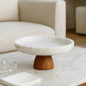 Tazón Decorativo de Mármol para Servir Frutas y Aperitivos, Base de Madera de Diseño Moderno y Calidad Premium, Hecho a Mano, para Hogar, Hotel y Restaurante - Product Image 1