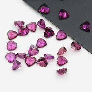 Alta calidad 7mm púrpura granate rodolita en forma de corazón piedras preciosas sueltas naturales facetadas piedras preciosas Rojas joyería lote al por mayor - Product Image 6