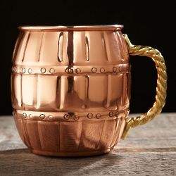 Tasse de Mule de moscou en tonneau de cuivre gaufré avec finition polie brillante fabricant et exportation de l'inde - Product Image 4