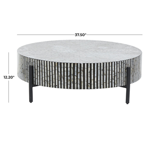 Mesa de centro personalizable moderna hecha a mano con incrustaciones de nácar para uso en muebles domésticos de alta gama en sala de estar o dormitorio - Product Image 1