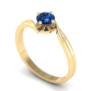 REYES New Design 14K Solid Gold Diamond Engagement <b>Rings</b> for Women Classic Style 0.5Ct Blue <b>Sapphire</b> Gemstone Fine Jewelry - Product Image 2