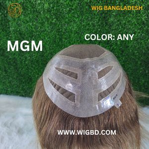 MGM 100% Peluca humana Hombres Tupé derecho Diseño Encaje frontal PU Base Rizado Estilo recto Indio Remy Pu - Product Image 5