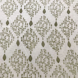 Tela de Algodón Estampada a Mano con Diseño Tradicional Indio Inspirado en el Ikat, Estampado de Diamantes con Puntos en Verde Oliva - Product Image 1