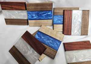 Posavasos Cuadrado de Madera de Olivo con Resina Epoxi Azul, Decorativo para Mesa, Protector de Superficie Resistente al Calor, para Restaurante, Cafetería, Bar - Product Image 6