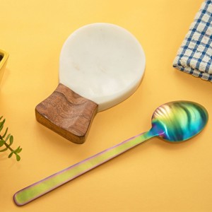 Handcrafted Acacia Wood Spoon Rest Holder Metal <b>Kitchen</b> Holder for Spatulas Spoons <b>Tongs</b> More - Product Image 6