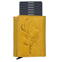 Dompet Lipat Pria CROSS FAB Kualitas Premium Pendek Klasik Kuning Kulit Asli RFID Shielding Multi-Fungsi Multi-Kartu