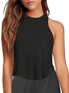 Débardeur court athlétique sans manches pour femme, col halter, respirant, écologique, avec logo personnalisé OEM/ODM sur le devant - Product Image 1