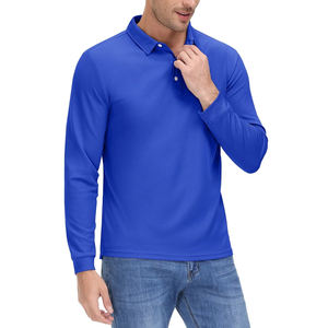 Camisas de Manga Larga para Hombre, 100% Algodón, Estilo Casual, con Botones, Diseño Personalizado, Transpirables, Camisetas de Golf con Bolsillo, Venta al por Mayor - Product Image 3