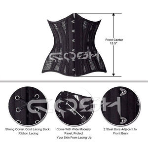 Corsets amincissants noirs en maille de qualité supérieure, style underbust - Product Image 5