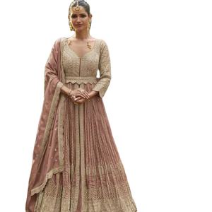 Nuevo Stock: Vestido Anarkali/Salwar Kameez de Chinon Pesado en Tallas Grandes con Colores Vibrantes, Bordado y Lentejuelas, con Conjunto de Dupatta - Product Image 1