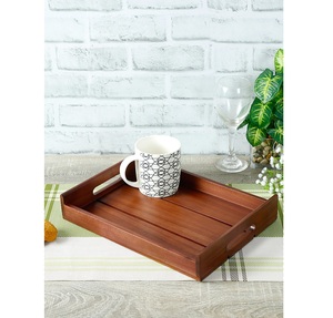 Bandeja DE SERVICIO DE MADERA Rectangular de diseño atractivo de latón AK con asa en multicolor para decoración de mesa/Decoración de cocina - Product Image 5