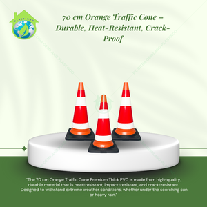 Nouveau cône de signalisation routière en PVC orange durable 70 cm, résistant à la chaleur et aux fissures, marque SSBO, longue durée de vie, sécurité routière et de stationnement, garantie 1 an - Product Image 4