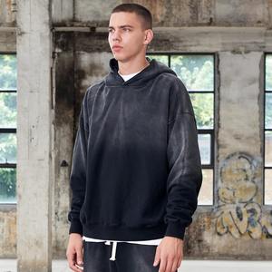 Sweats à capuche streetwear effet batik délavé pour hommes sweat à capuche personnalisé et lourd à la mode coupe carrée - Product Image 3