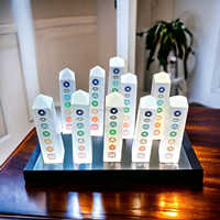 Nouvelle Tour de Chakras en Sélénite Naturelle de Qualité Supérieure 2025, Gravée Symbole Chakra Reiki, Style Amour en Agate, Baguette de Guérison Portable