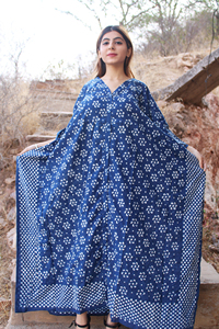 Vestido Kaftan Midi de Algodón para Mujer, Kaftan Estampado a Mano, Proveedor de Pedidos al por Mayor, Exportación de la India, Fabricante de Ropa OEM - Product Image 2